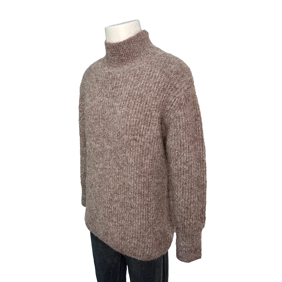 Support customization OEM & ODM man soft knit sweaters turtleneck plain mohair pullover winter knitwear with anti-pilling fleece