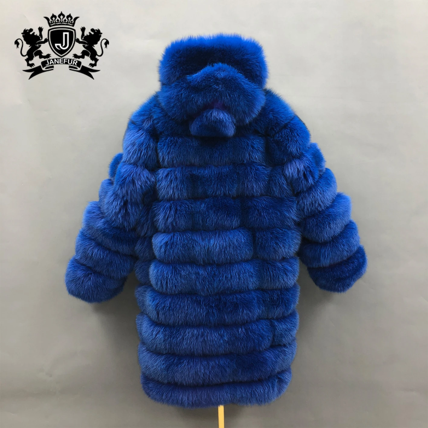 Janefur Long Hooded Coat Winter Thick Real Fox Fur Women Coat Plus Size High Quality 100cm Luxury Lady Fur Clothing With Hood