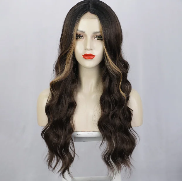 Foreign trade new wig Europe and the United States female wig full wig fringe big waves long curly hair chemical fiber head set