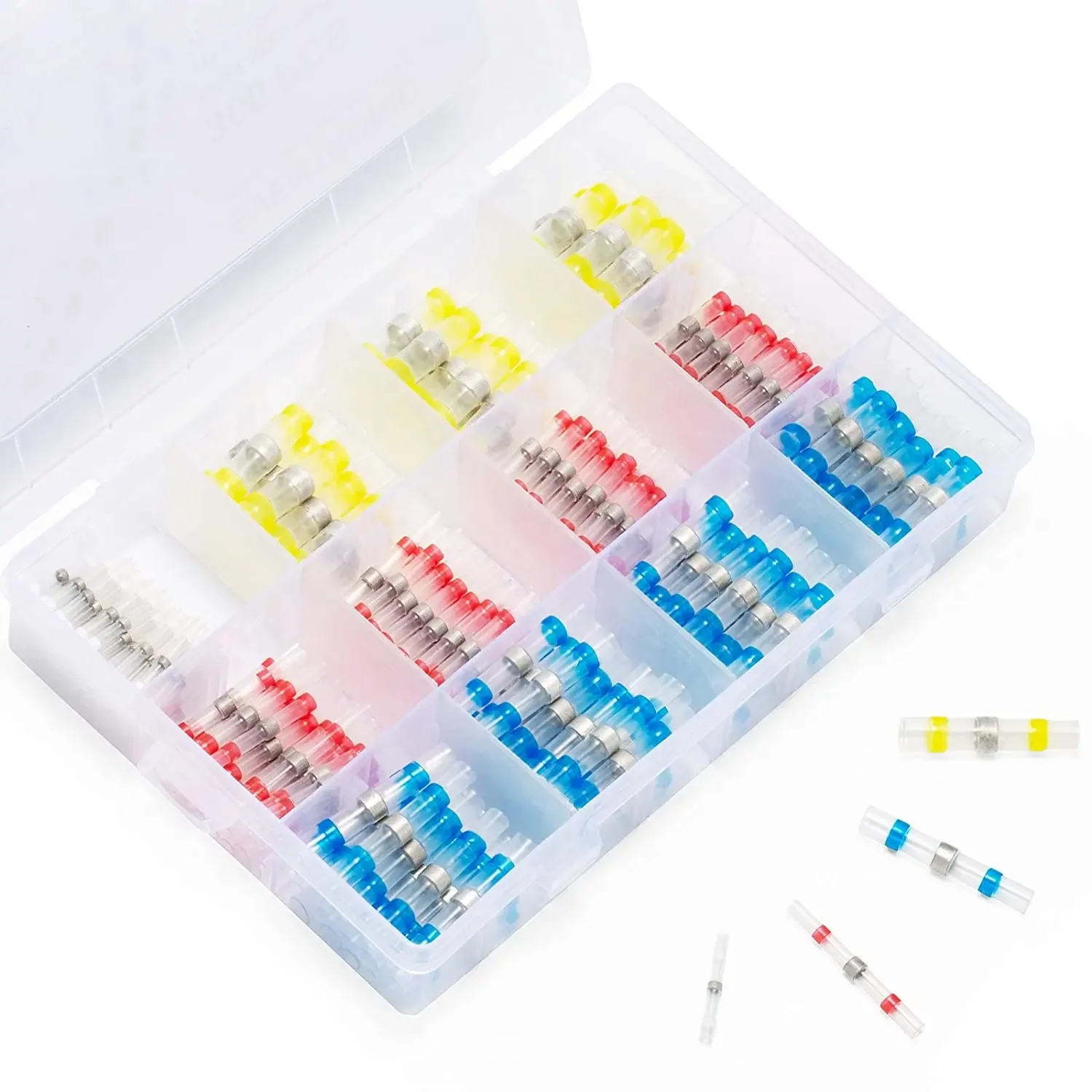 300pcs Waterproof Solder Seal Wire Connectors Heat Shrink Solder Butt Connectors Solder Terminals Kit Automotive Marine Insulate