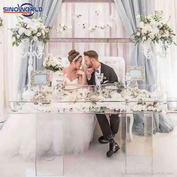 Luxury Hotel banquet dining wedding event furniture clear plexiglass crystal acrylic wedding table for sale