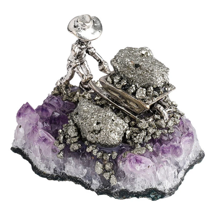 Natural Amethyst Cluster Folk Crafts Miners Scene Modelling Healing Amethyst Crystal Cluster Bulk Wholesale for Home Decoration