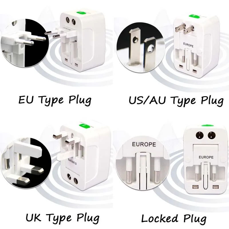 USB All in One Universal USB Travel Adapter Plug AU US UK EU Converter Socket Plug Adaptor AC Power Charger CE White Black