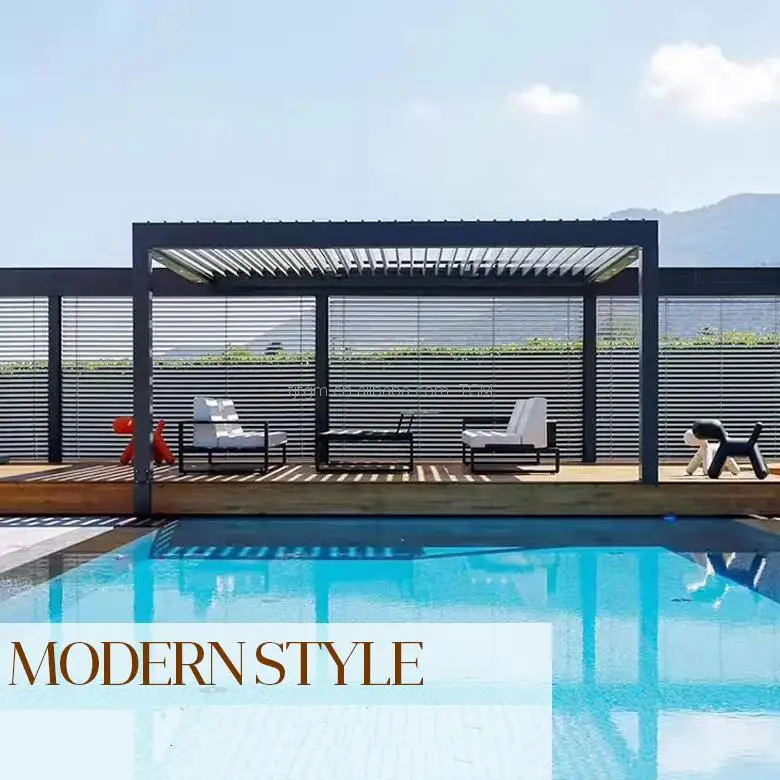 
High Quality Steel Pergola Gazebo With Retractable Canopy 
