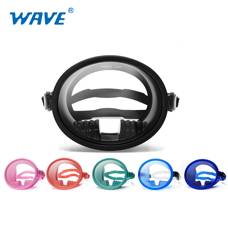 Guangzhou Vanguard Round uv anti fogging black freediving resistant resin lens funny scuba full face dive Oval diving mask