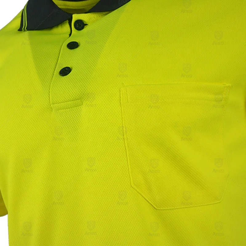 Флуоресцентные желтые рубашки поло Hi vis Униформа недорогая футболка с логотипом на заказ двухцветная Рабочая Рубашка коротким рукавом