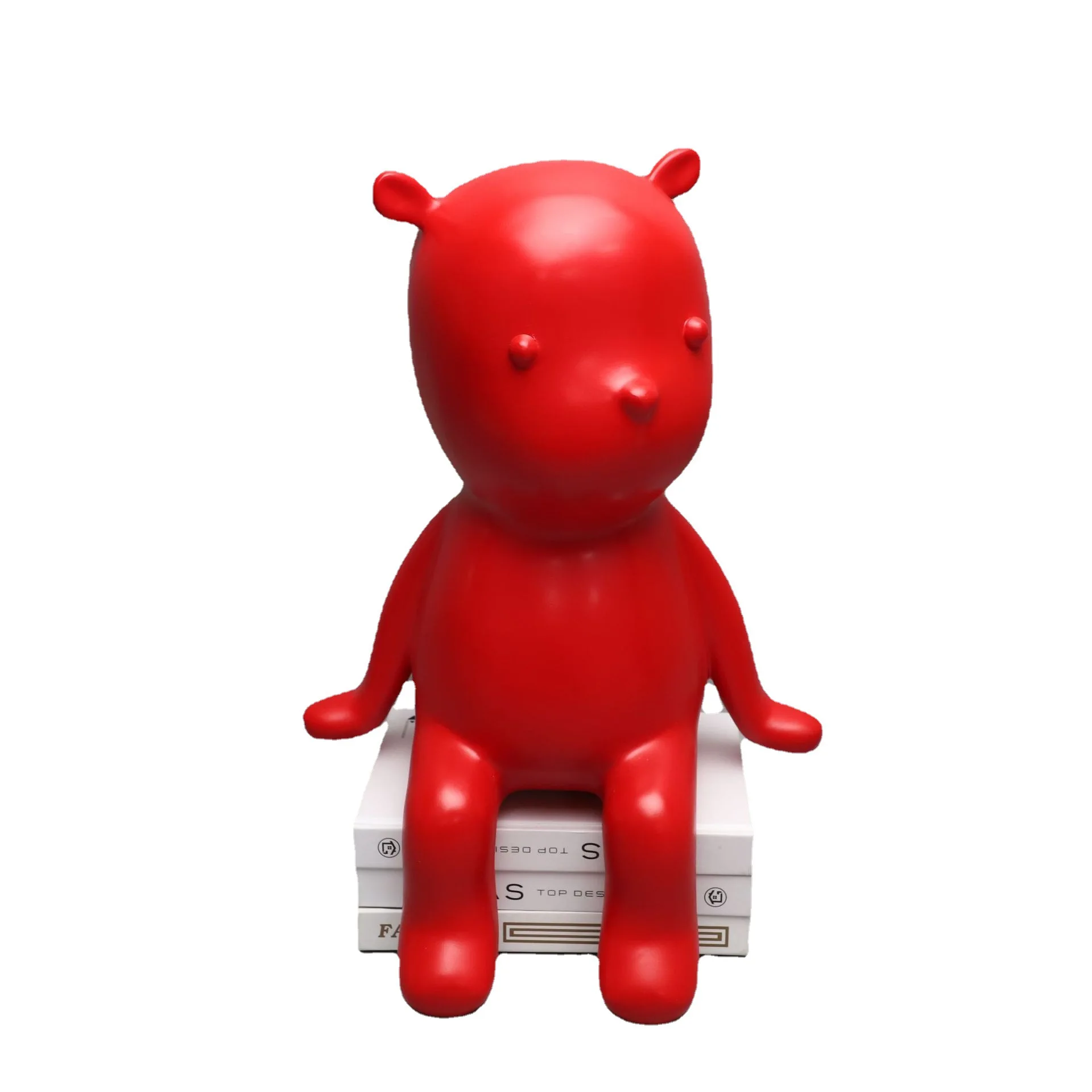 Custom Resin Crafts Red Winged Bear Sculpture Home Decoration Wedding Valentines Day Present Resin Bear