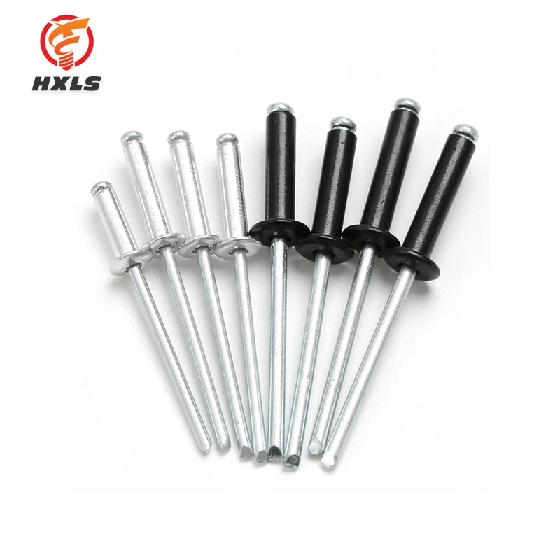 Factory supply 3.2mm 4mm5mm6.4mm round head steel black open type steel  aluminium blind rivets pop blind rivets