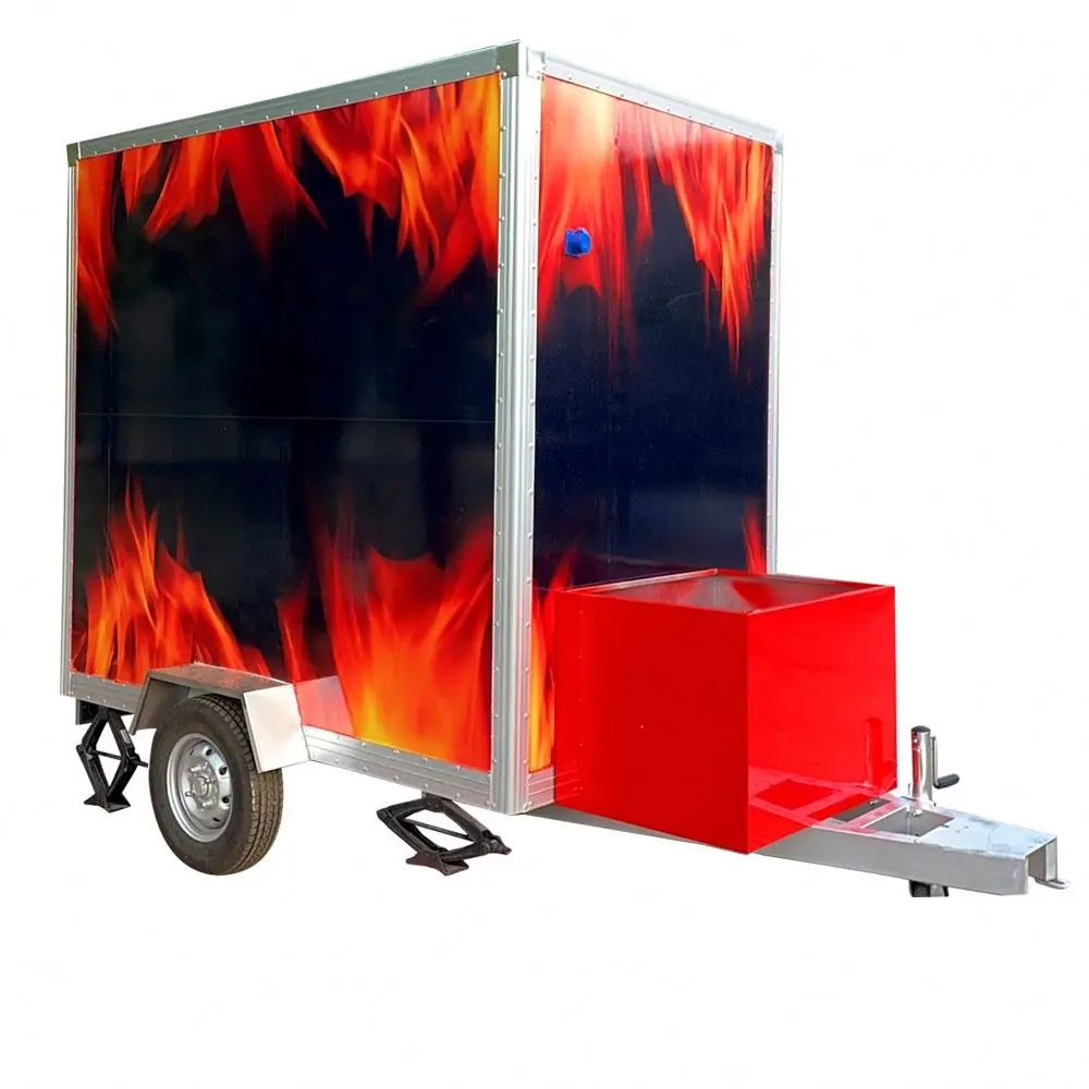Tune Black Customized Square Mobile Kitchen Food Trailer with Roast Chicken Rack