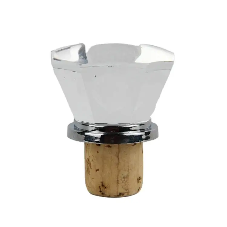 Wholesale Factory Wine 750ml High-End Oak Plug Cork 3d Laser Carving Crystal Wine Bottle Glass Stopper
