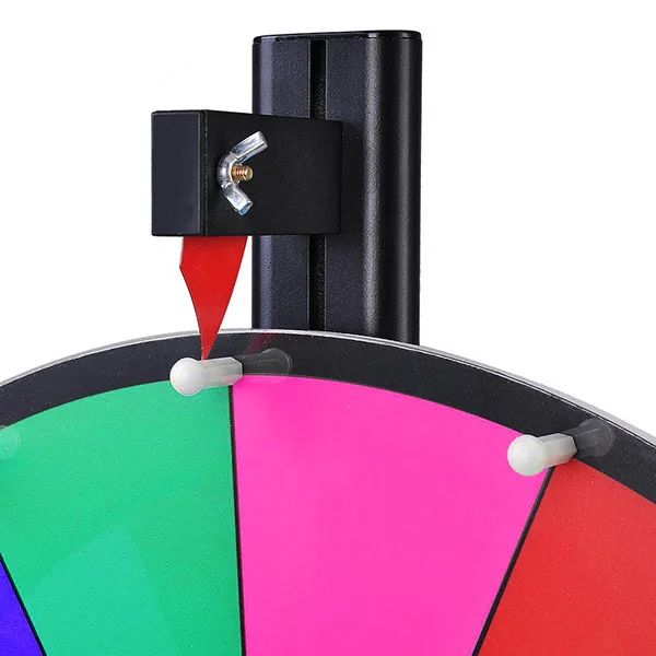 A 15-inch aluminum color wheel, the Interactive Prize Spinner is perfect for promotions and is mounted on a sturdy metal stand