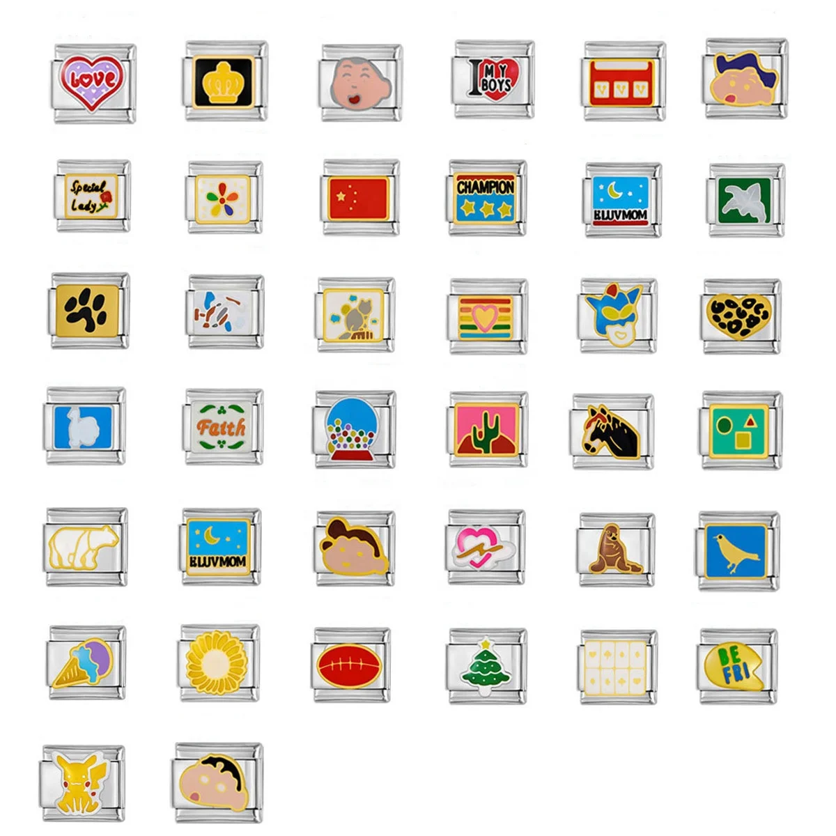 Freely style spliced Enamel bracelet DIY Italian module charm rings Stainless steel Italian module bracelet for men and women