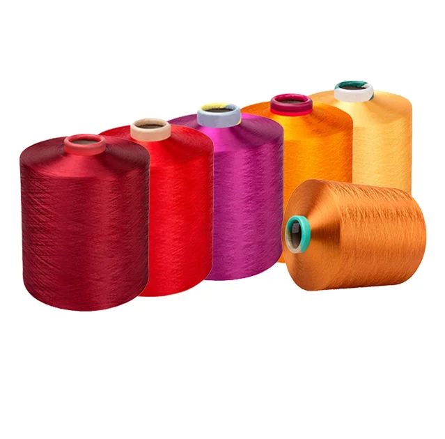 High Elasticity Textured Polyester Yarn Factory DTY Solution Dyed Semi Dull NIM SIM 300D 150D