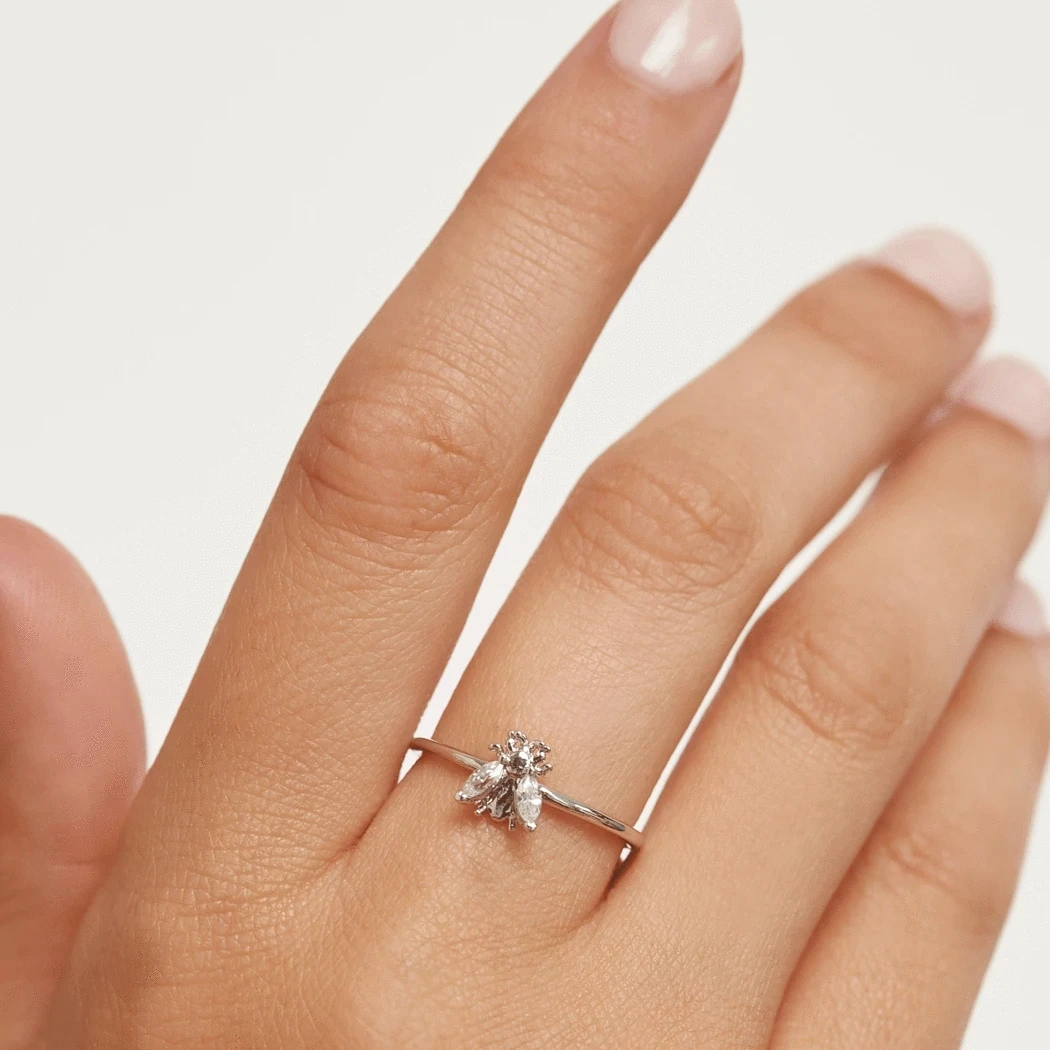 Custom Trendy Jewellery  Dainty Druzy Stones Animal Gold Plated Ring 925 Sterling Silver Gemstone Rings For Women