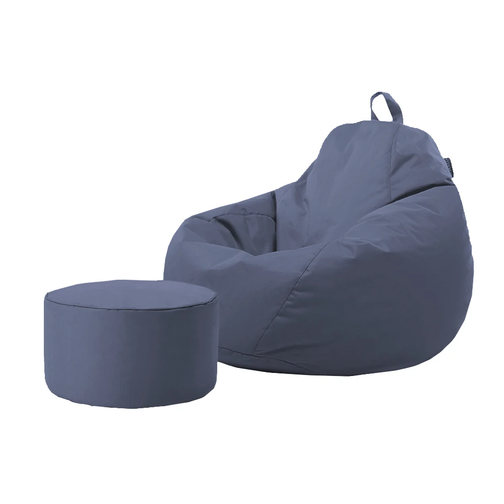 Reclining Bean Bag Chairs Adult Bean Bag Bed Large Unfilled Beanbag Covers Modern Waterproof Bean Bag Chair with Foot Stool