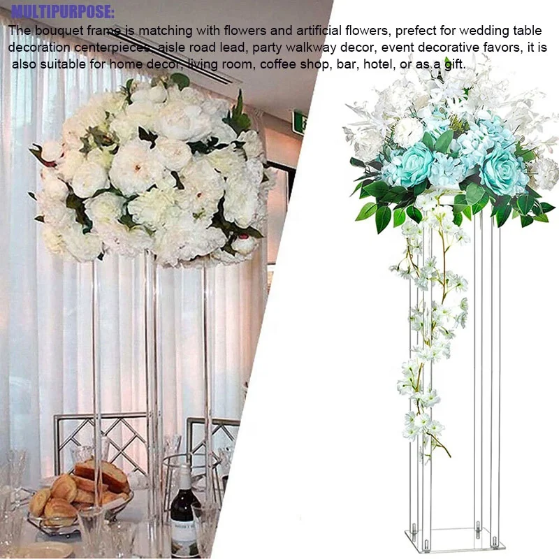 Plastic Wedding Roman Pillar Column Stand Clear Acrylic Flower Stand Wedding Centerpieces for Tables