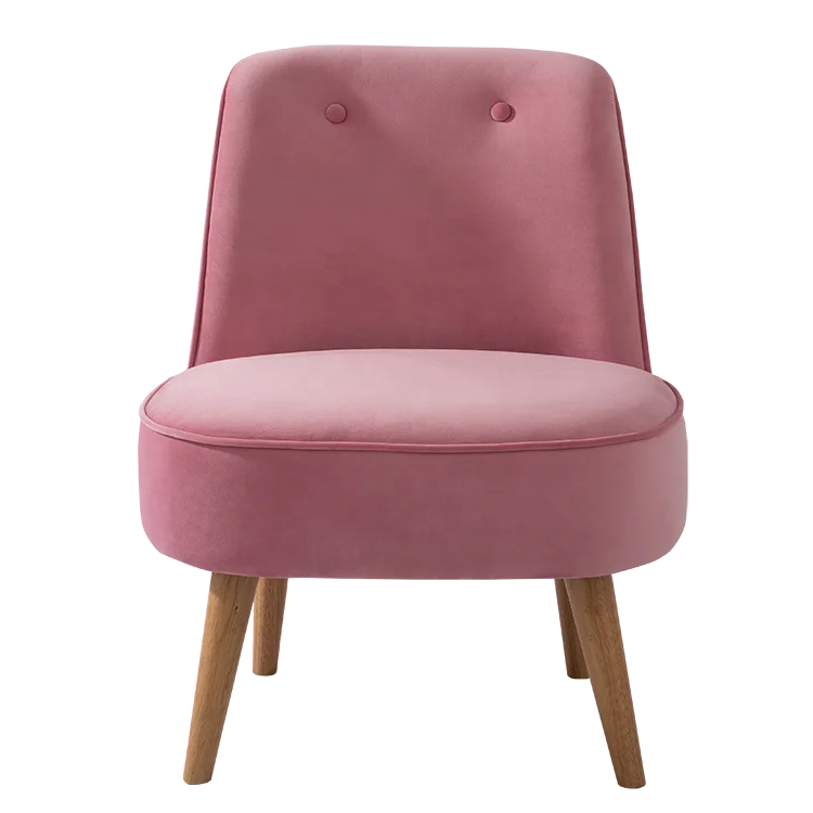 Luxury Modern Single Sofa Living Room Velvet Accent Chair Pink Wood Legs Fabric Chair