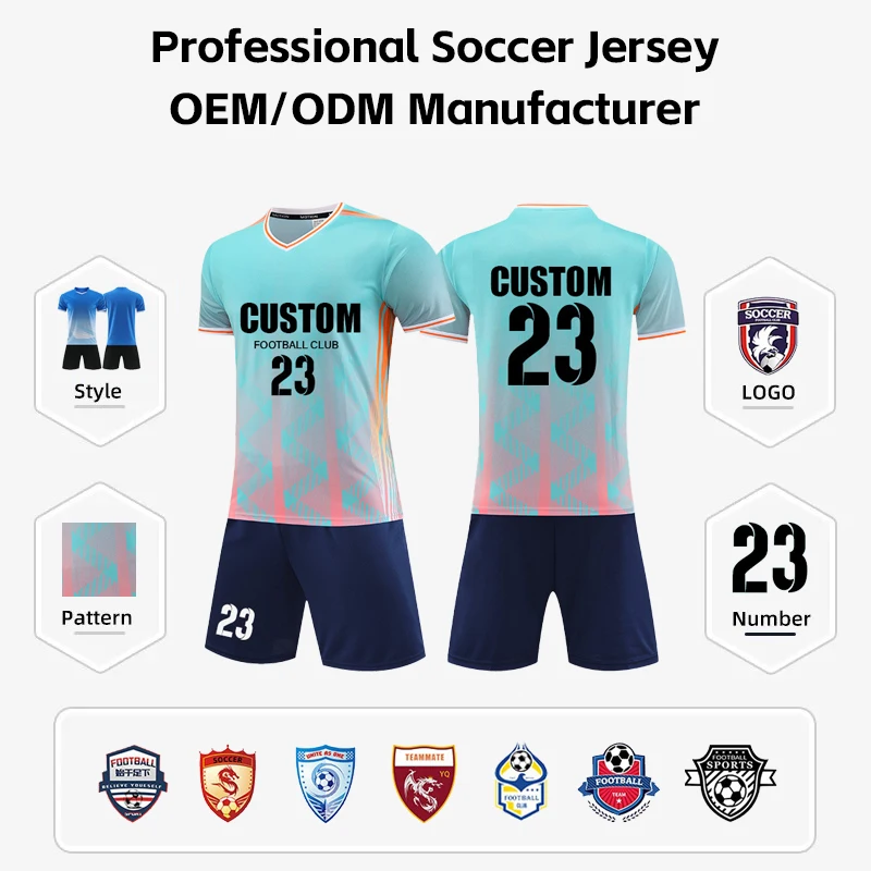 SEEU GARMENT Football team jersey wear suit customized logo name football jersey set Quick-dry fabric custom soccer jerseys