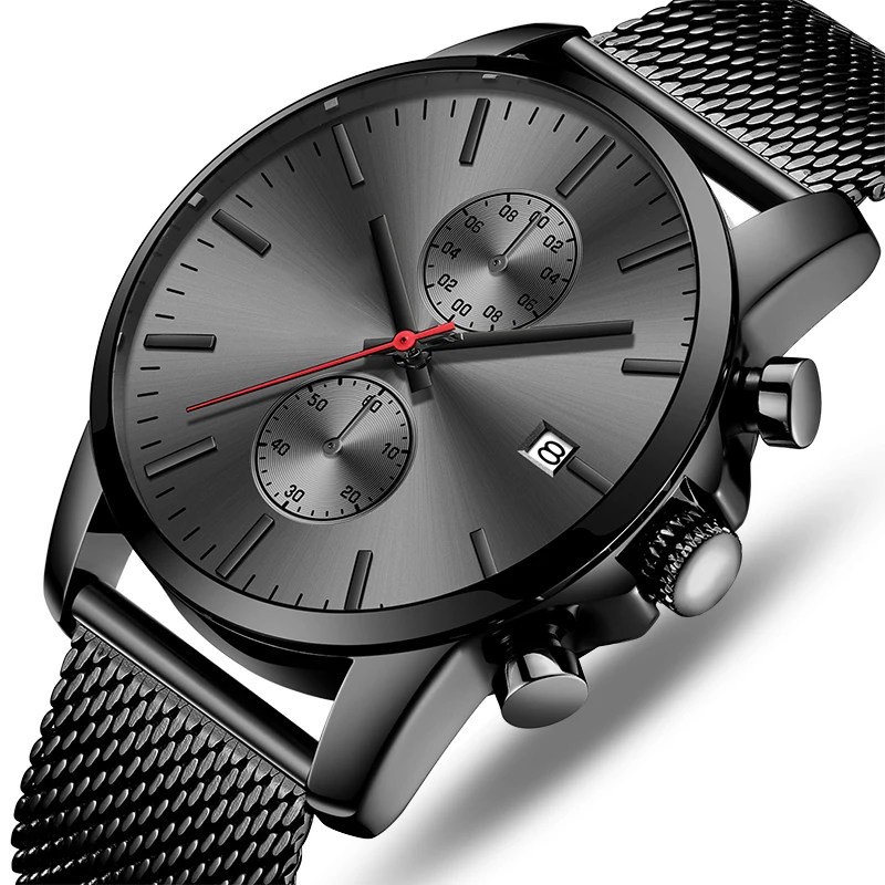 Men business casual luxury quartz branded analog watch stainless steel watched men wrist