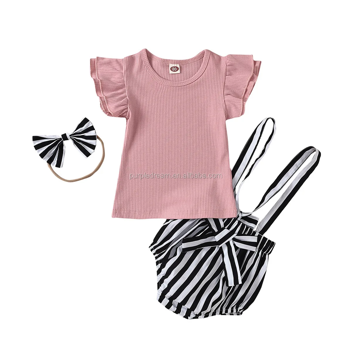 
Новое поступление 2020, Детские наряды на подтяжках, красивый комплект одежды из 3 предметов, детская одежда в полоску 