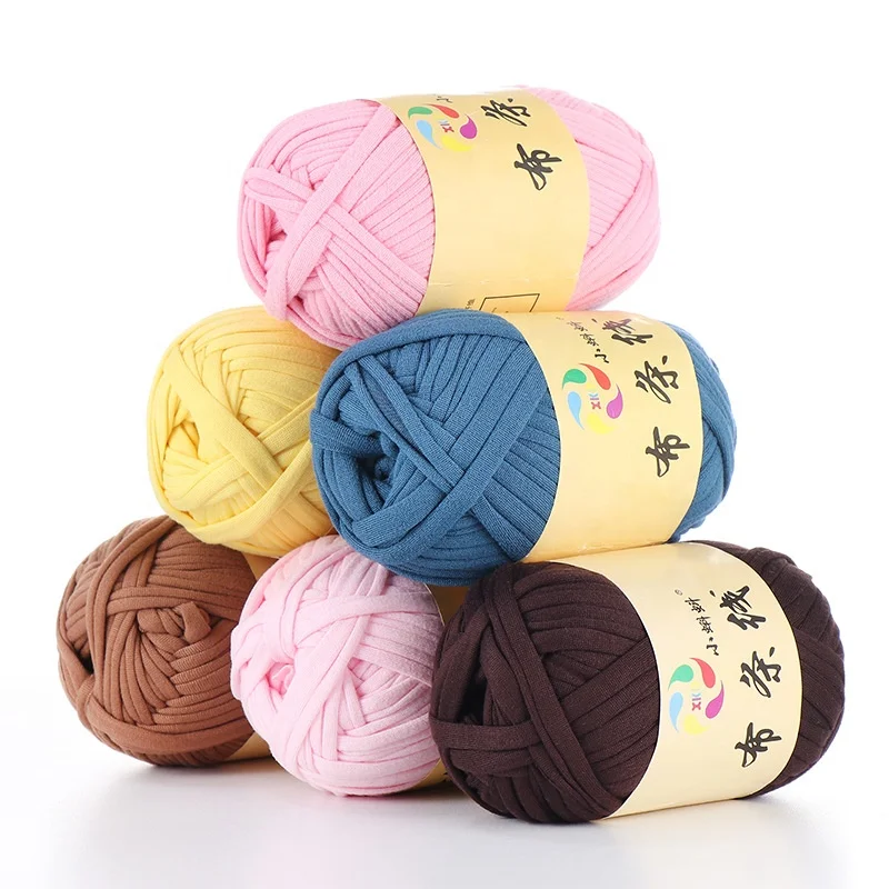 high elasticity Colorful T-Shirt Yarn Bulky Spaghetti Yarn Craft Material DIY Crochet Yarn Chunky Knit Rug for Basket Pet Bed