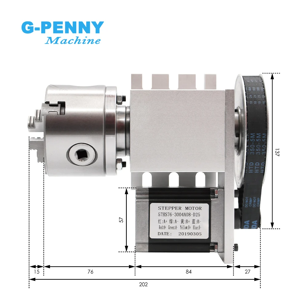 4th Axis 3/4Jaw 80mm NEMA23 dividing head/Rotation Axis/Aaxis kit