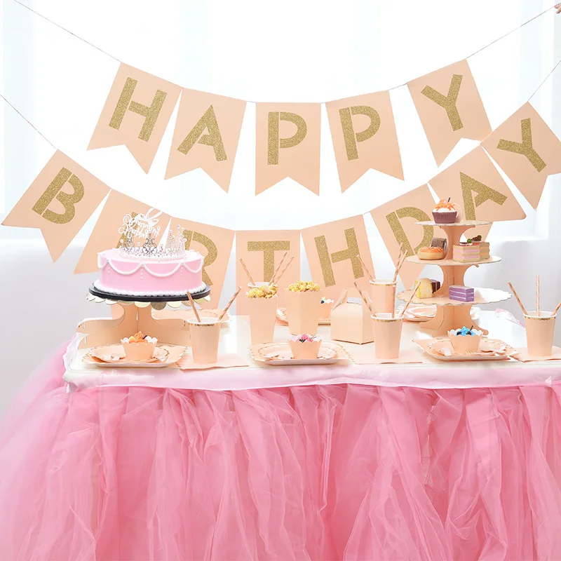 Party Supplies 12 Piece Set Disposable Full Set Of Tableware With Paper Plate Cups Napkins Straws Forks Spoons Knife Cake Stand