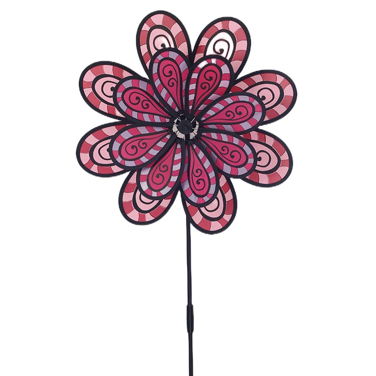 BAILING Rainbow Pinwheel Triple Wind Spinner Windmill Kids Outdoor Colorful Toys Windmills For Sale