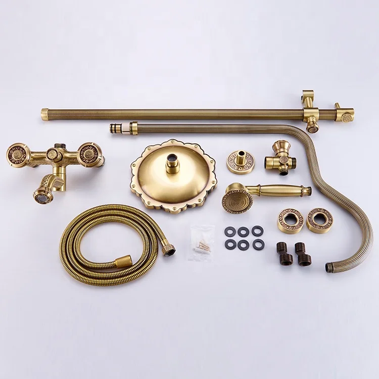 
Bathroom brass rain shower faucet set washroom shower bath gold set 