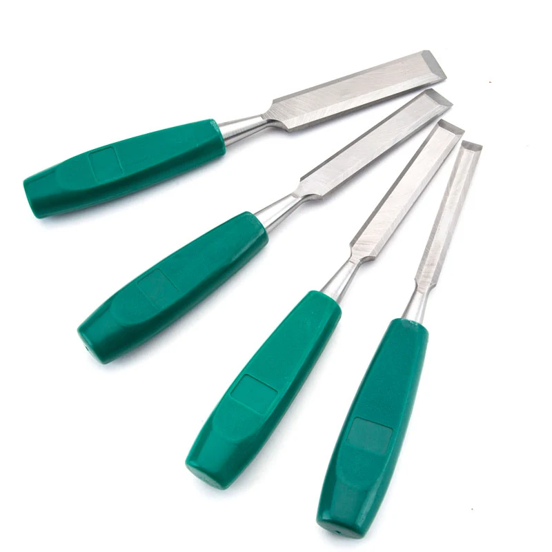 Best price different sizes Flat chisel with comfortable grip Green plastic handle carving tool