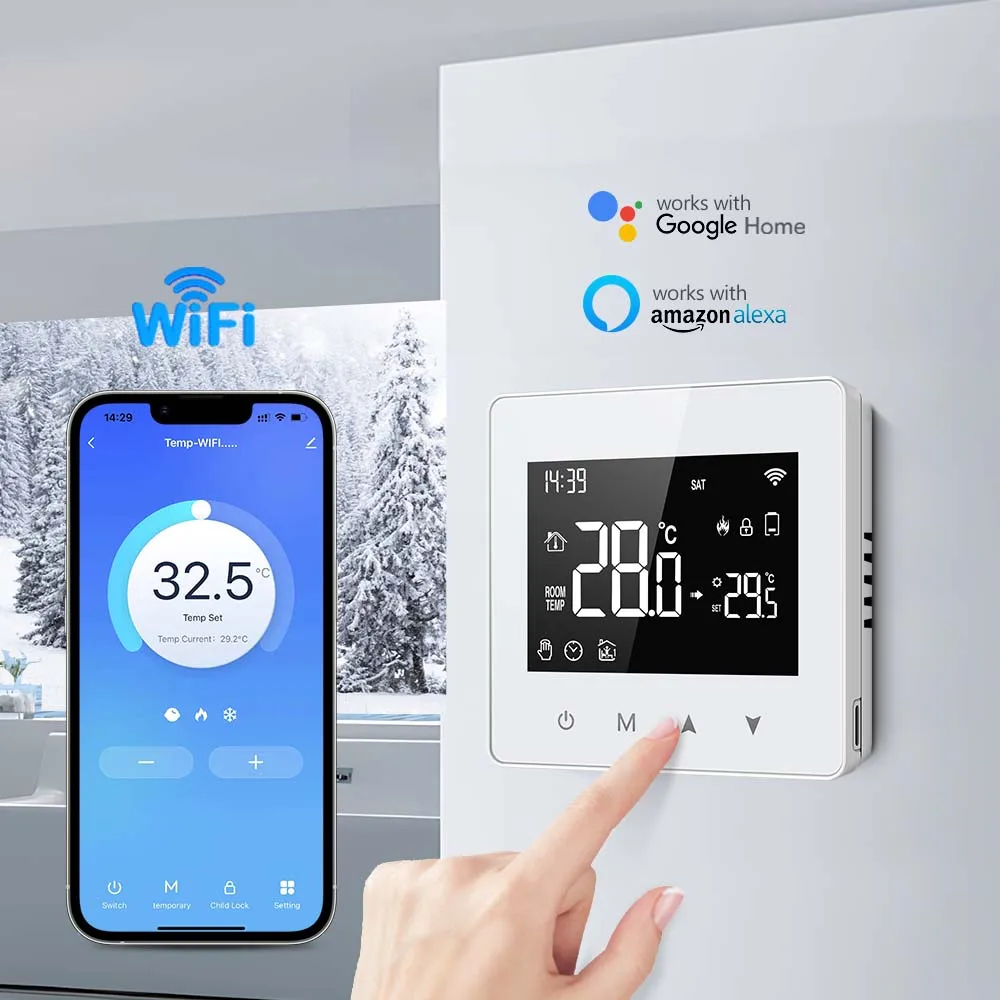 OEM ODM светодиодный экран с сенсорным управлением перезаряжаемый Wi-Fi умный термостат котел