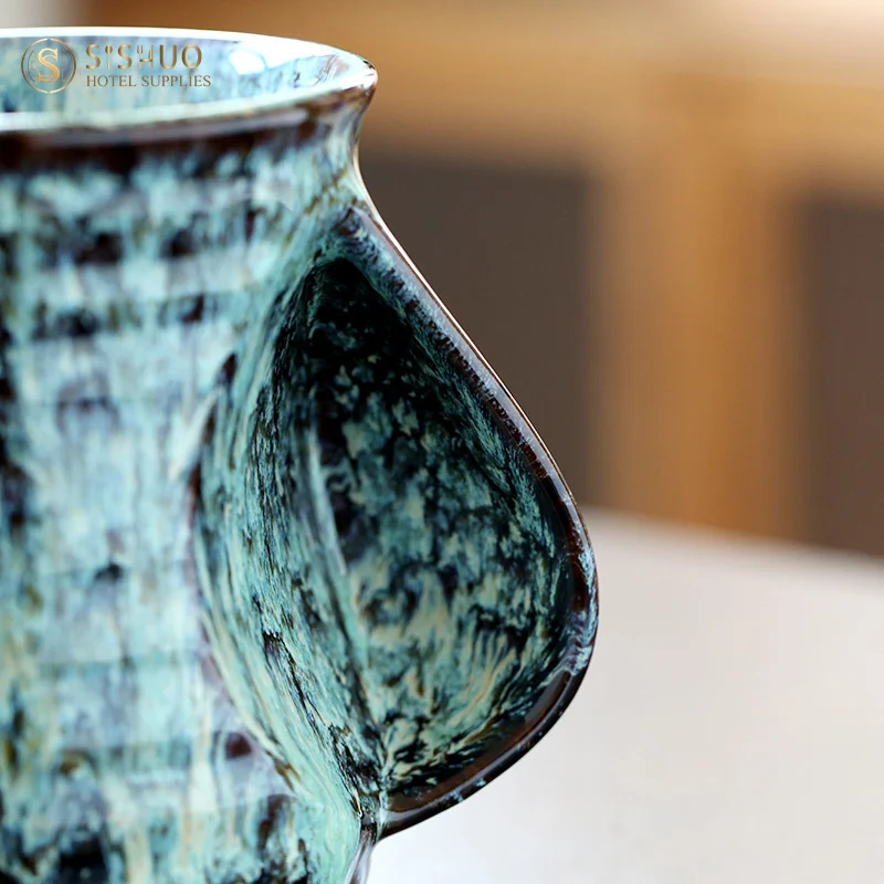 500ML Printed Logo Kiln Creative Large Capacity Bar Restaurant Water Mug Cups Ceramic