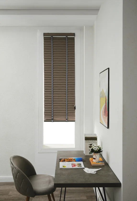 YMTC Solid paulownia Venetian Blinds Smart Motorized Electric Cordless and Manual Wooden Blinds PVC Fauxwood Blinds Curtain