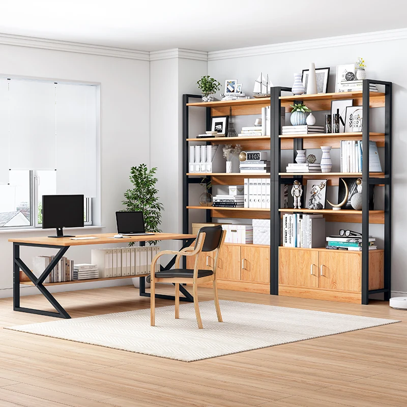 Modern library living room modern industrial style designer furniture wooden bookshelf  bookcase