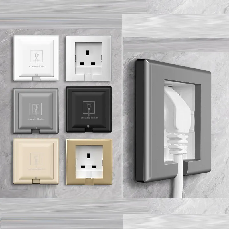 86 Type UK Standard Hidden Electrical Wall Socket 13A Waterproof Splash proof Hotel Household Room Saving