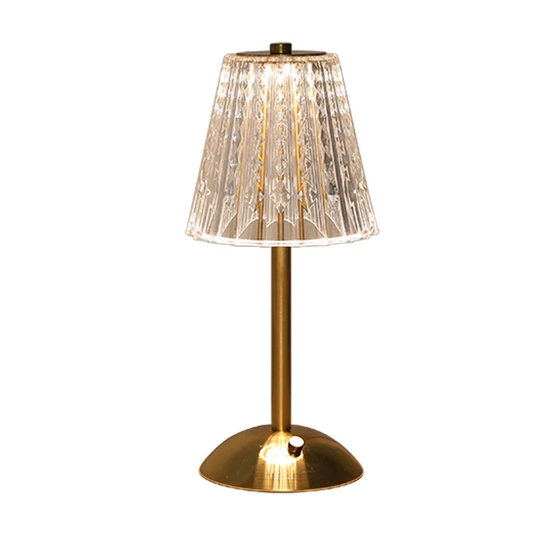 Luxury Crystal Lampshade Indoor Decor Battery Operated Fashionable Restaurant LED Dinning  BesideTable Lamp