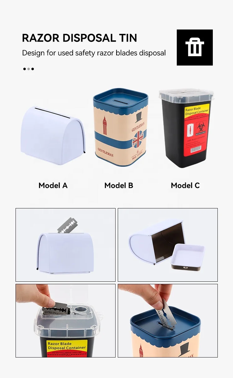Plastic Sharps Needle Blade Disposable Tin Razor Cutter Container