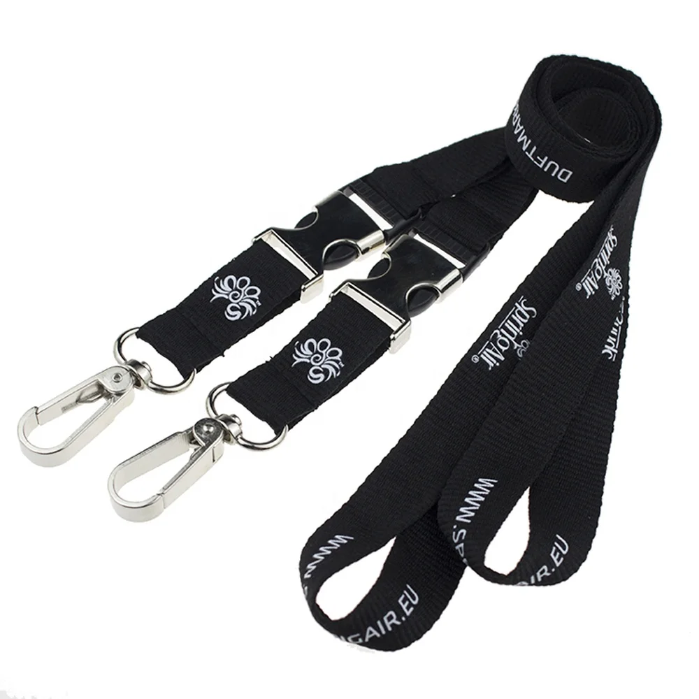 Neck Lanyard With Plastic Card Holder Polyester Standard Custom Black Metal Snap Hook Breakaway Lanyards Strap