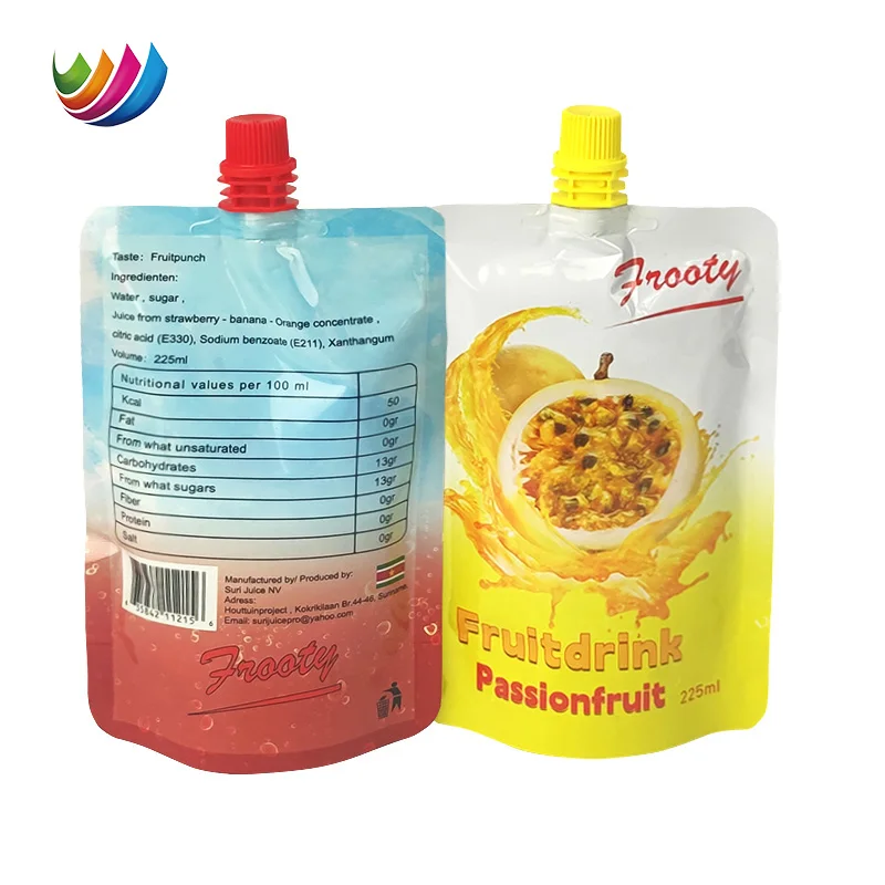 Food grade custom portable reusable plastic liquid beverage drink liquid baby children snack food spout pouch juice bag