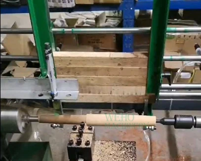CNC automatic feeding pneumatic programmable wood turning lathe machine