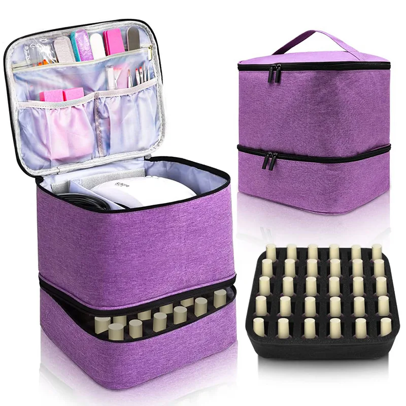 Double Layers Holds 30 Bottles Nail Polish Bags Large Capacity Manicure Tools Storage Nail Polish Carrying Storage Organizer Bag