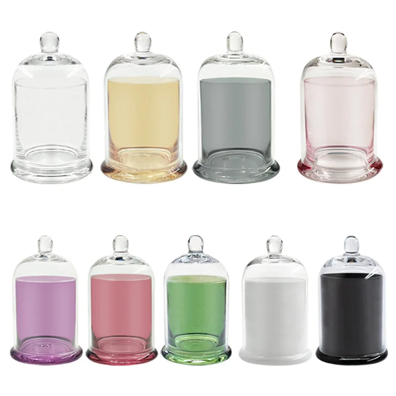 recipientes cristal para velas household round bell display dome cloche 12oz clear glass candle jar with lid
