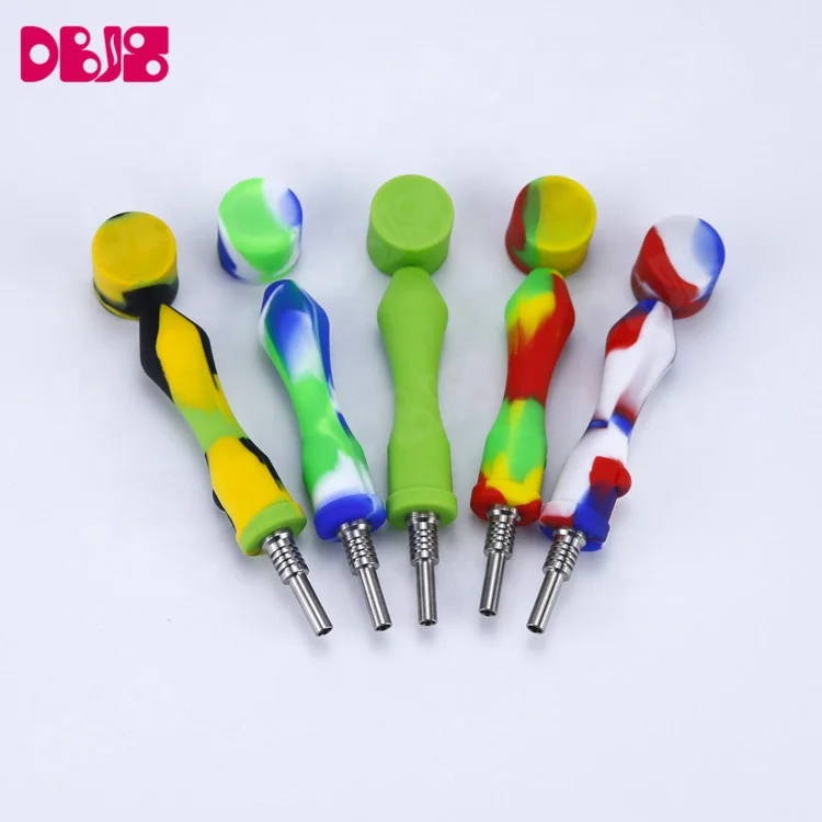 
Mini Tobacco Wax Oil Pipes Dabs Rig 10mm Titanium Nail Dabs Silicone Hand Pipes for Smoking 
