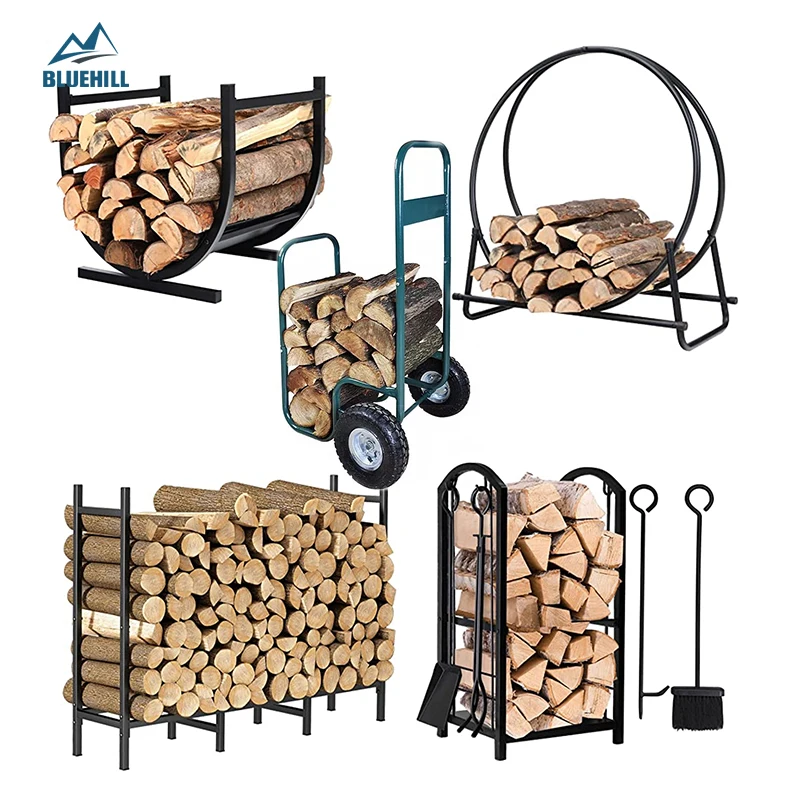 Outdoor Firewood Log Storage Rack Bracket Kit,Fireplace Steel Storage Holder