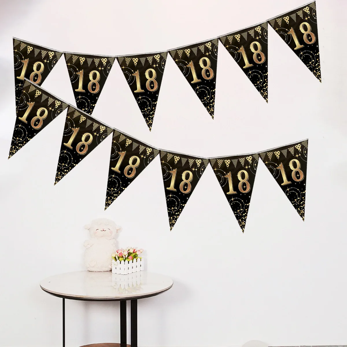 Customizable 18-Year-Old Adult Ceremony Paper Party Flag Set for Wedding & Halloween Birthday Party Decorations