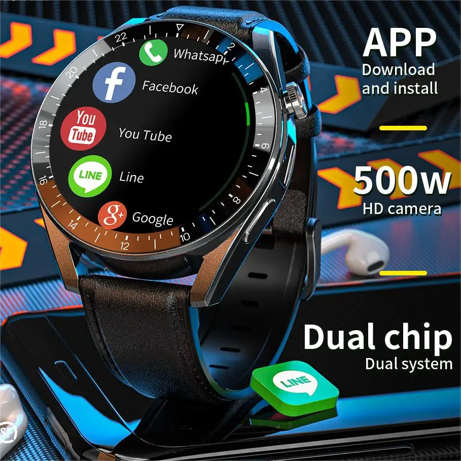 APPLLP9 4G Nano sim card Android 9.1 Smart Watch 500W Camera Sports Health Sleep Monitoring Smart Watches