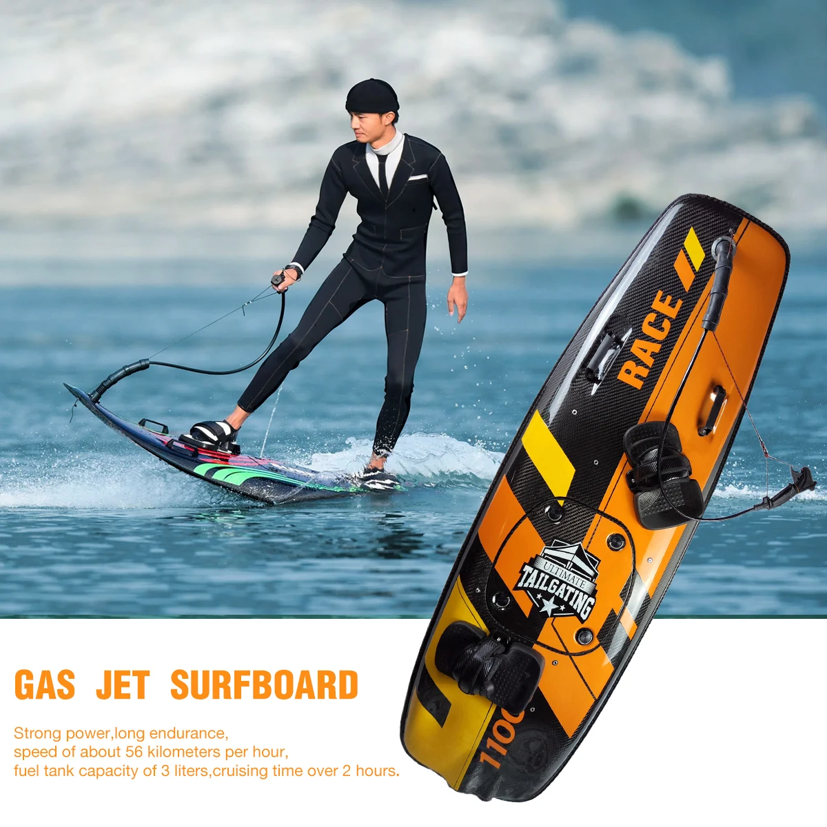 High Durability 110cc 2 Stroke Engine Petrol Motorized Full Carbon Fiber Surf board Sea Water Racing Jetsurfing Jet Surfboard