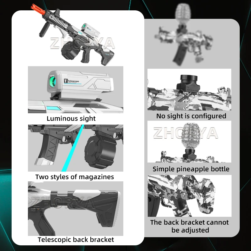 Zhorya Electric M4A1 gel blaster toy gun three colors M416 7-8mmsoft bullet fast shooting splatter blaster gun
