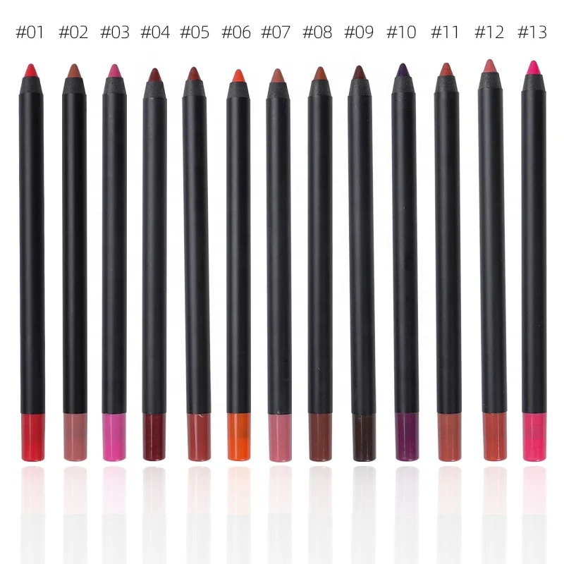 Dark Brown Lip Liner  Pencil 13 Colors Custom  Private Label Pigment Lip Liner Makeup