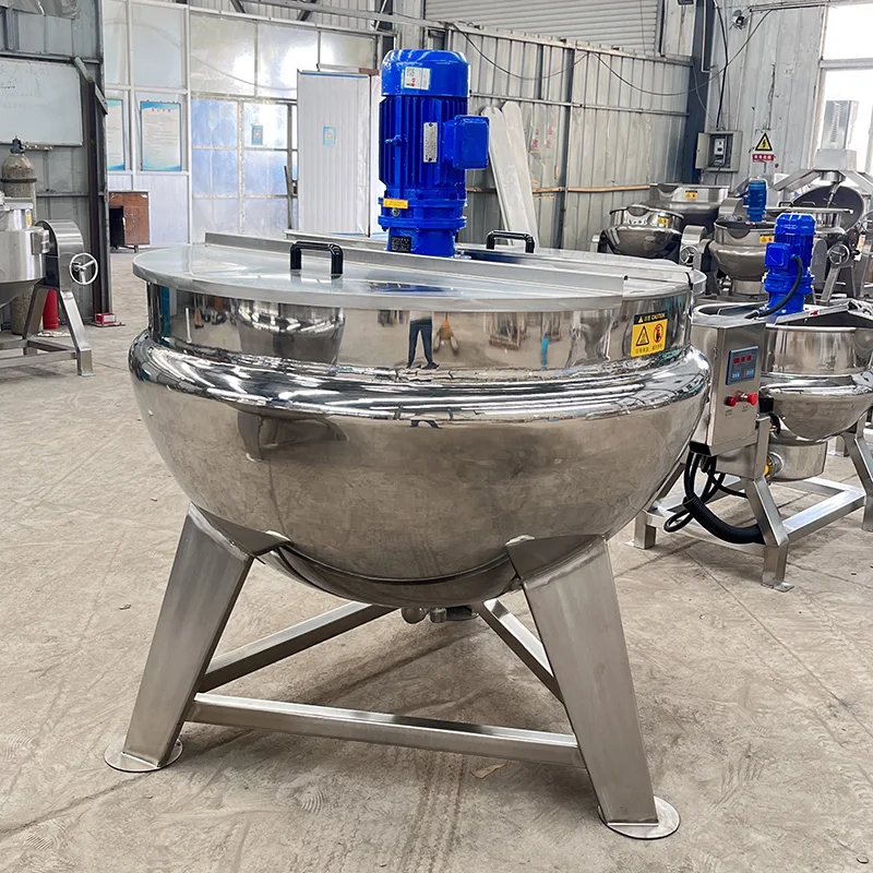 Gas heating Tomato Paste Cooking mixer machine / 500l hot sauce jam making jacketed steam kettle jacketed cooking kettle